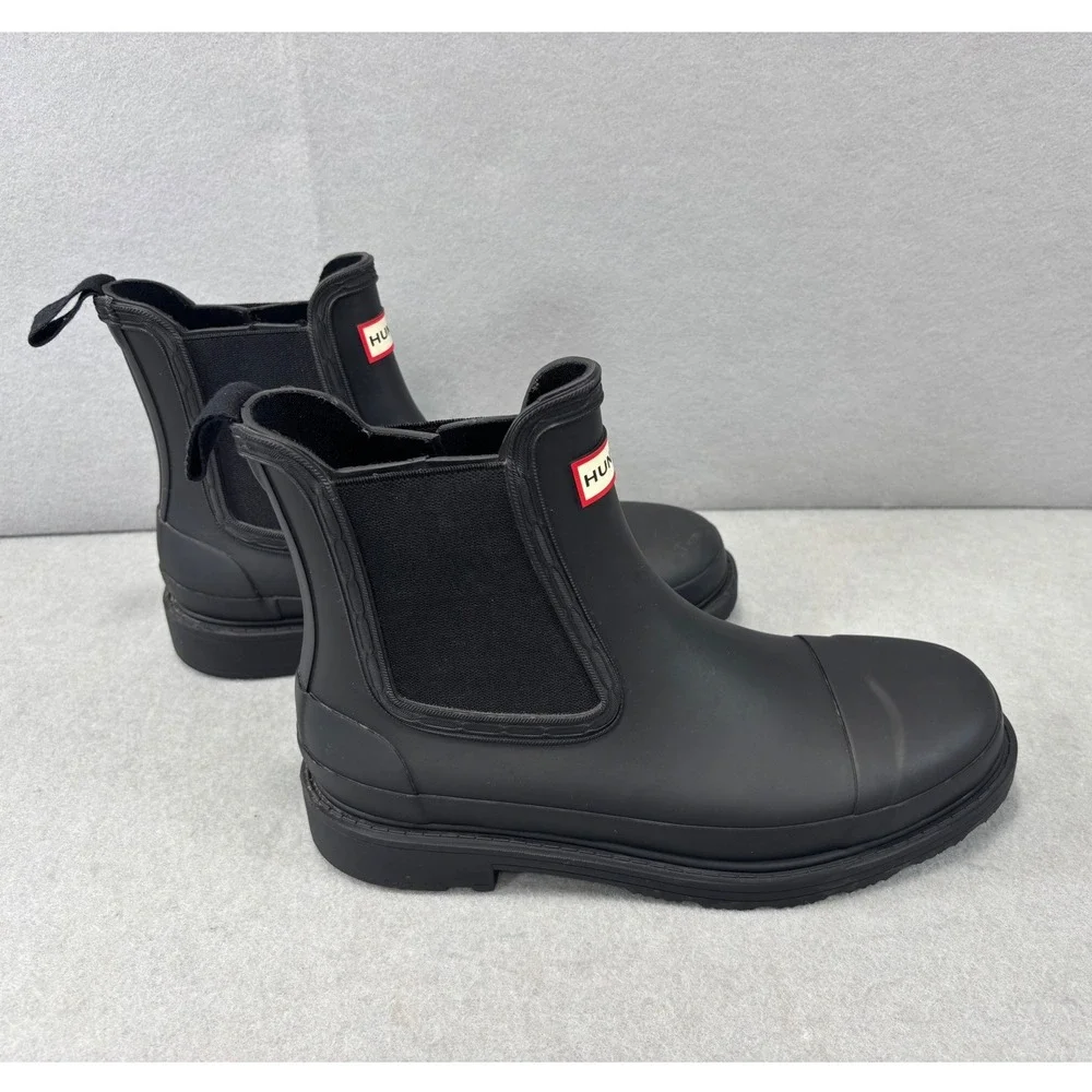 Hunter Commando Chelsea Boots‎ Black Women's Size 7 M Pull On waterproof - Picture 4 of 8